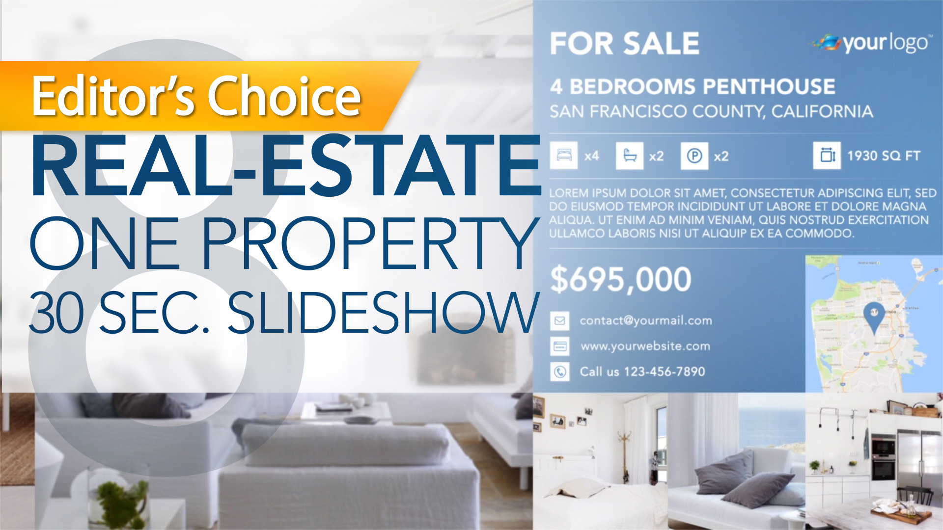 RealEstate One Property 30s Slideshow 8 Final Cut and Apple Motion